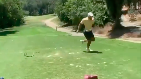 Golf fans react to HILARIOUS FAKE SNAKE prank on the golf course
